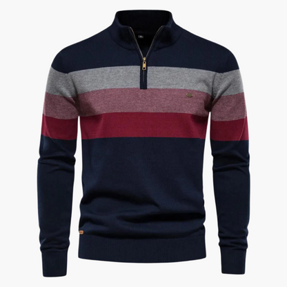 Maglione Uomo in Maglia con Cerniera – Look a Righe Moderno per Quotidiano e Tempo Libero