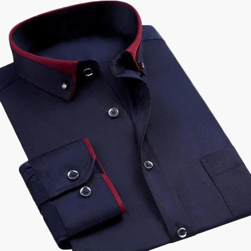 Chemise business homme manches longues col contrasté – Chemise élégante pour bureau et occasions spéciales