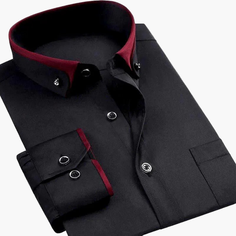 Chemise business homme manches longues col contrasté – Chemise élégante pour bureau et occasions spéciales