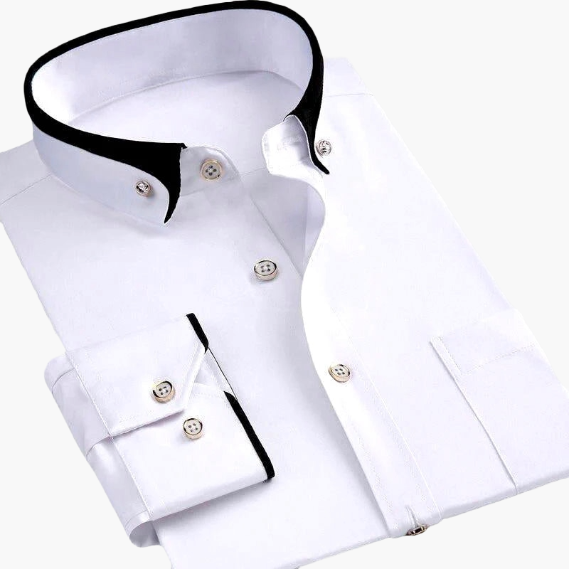 Chemise business homme manches longues col contrasté – Chemise élégante pour bureau et occasions spéciales