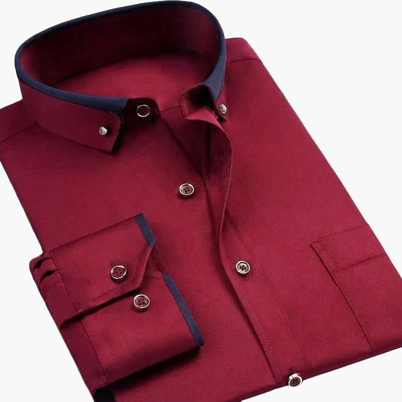 Chemise business homme manches longues col contrasté – Chemise élégante pour bureau et occasions spéciales