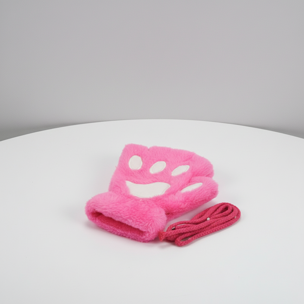 Vingerloze handschoenen met pootjesmotief en voering