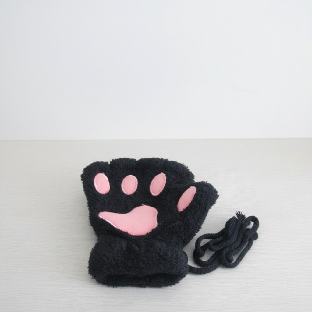 Vingerloze handschoenen met pootjesmotief en voering