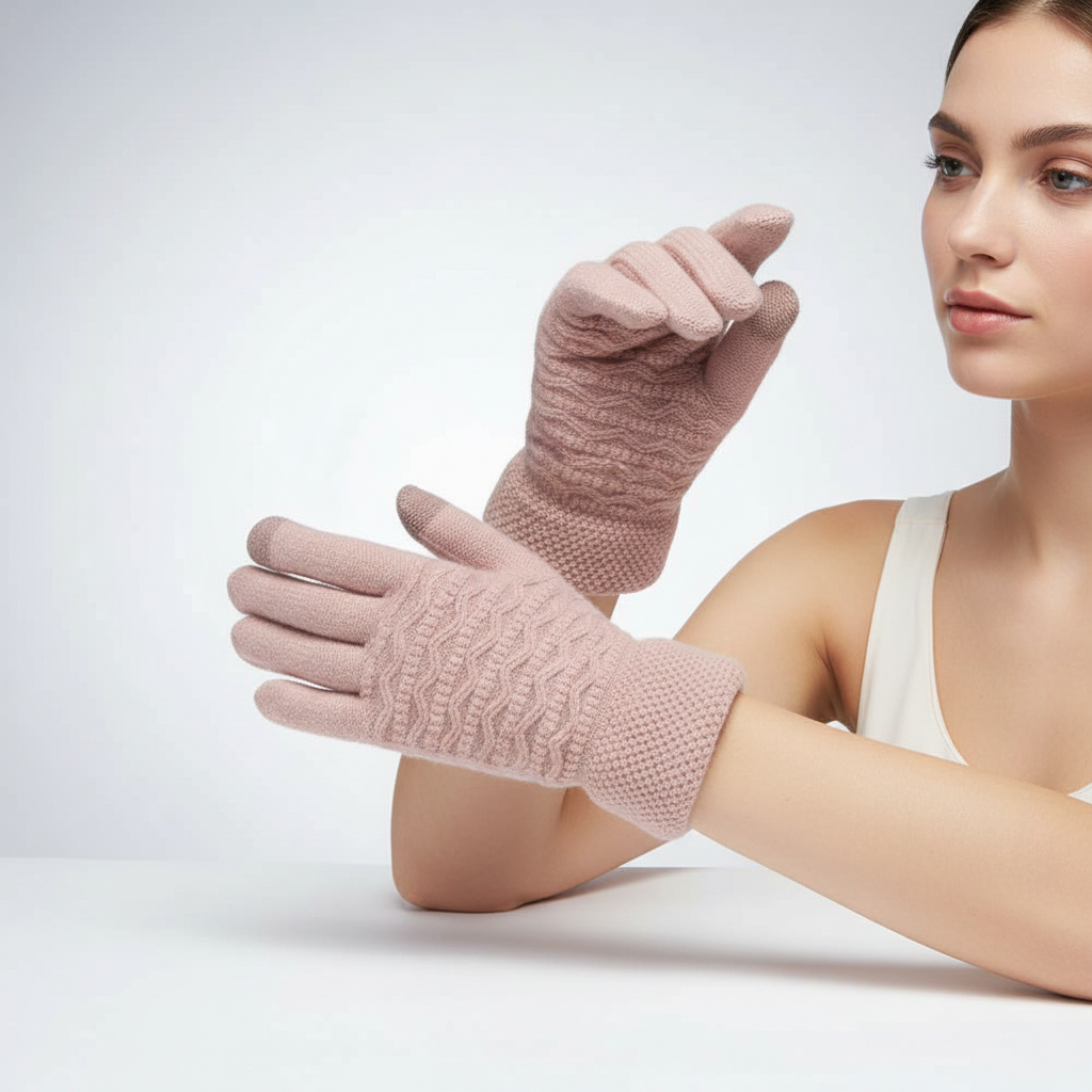 Touchscreen-handschoenen met kabelpatroon