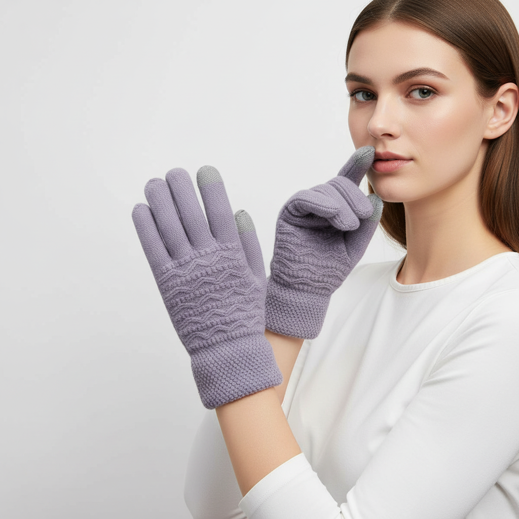 Touchscreen-handschoenen met kabelpatroon