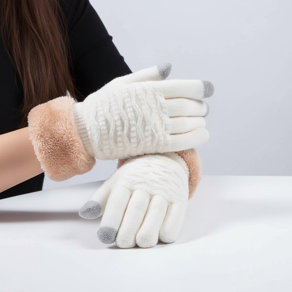 Touchscreen-handschoenen met kabelpatroon
