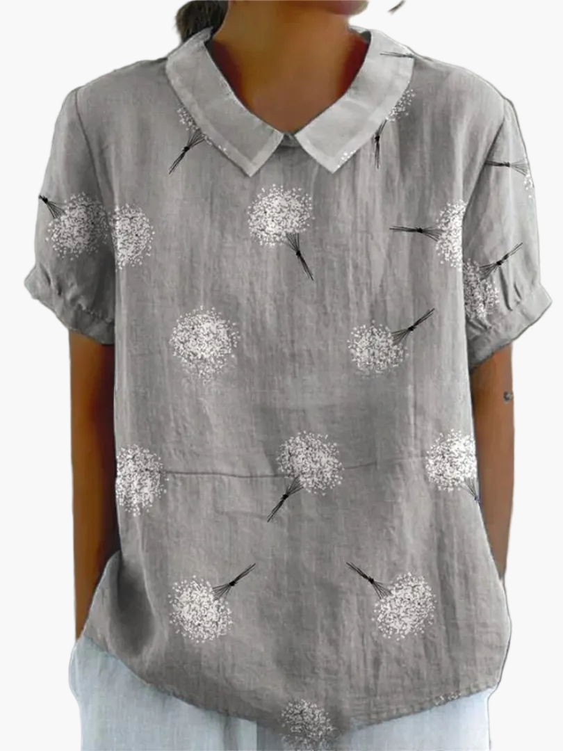 Blusa vintage para mujer con estampado floral y cuello clásico – Moda retro elegante para el día a día y ocasiones especiales