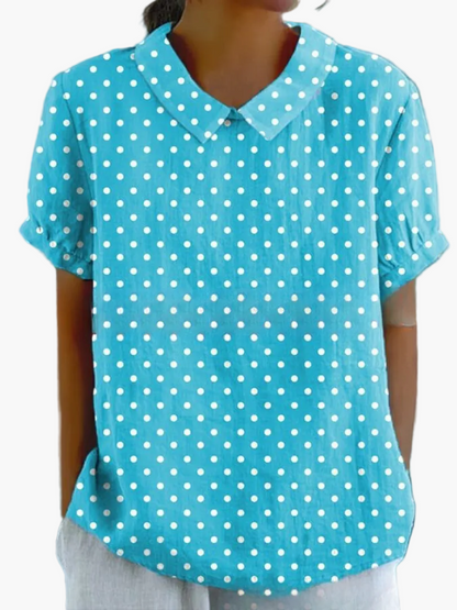Blusa vintage para mujer con estampado floral y cuello clásico – Moda retro elegante para el día a día y ocasiones especiales