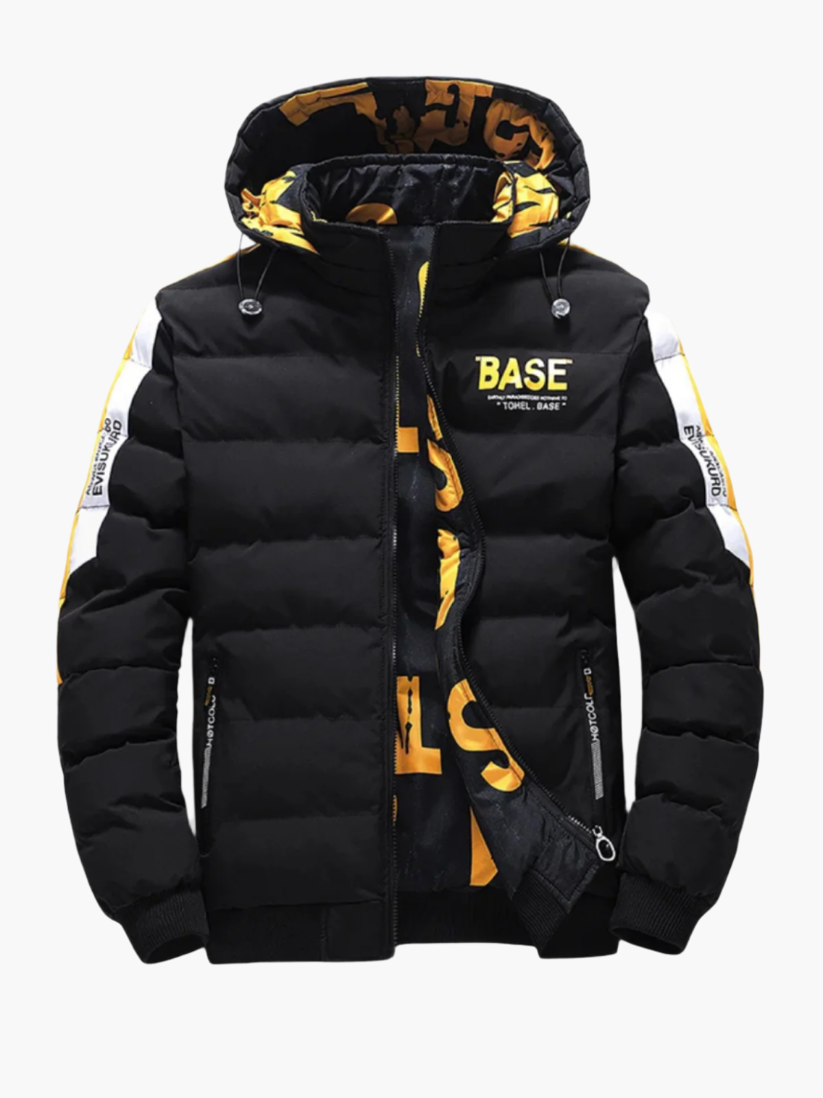 Giacca trapuntata invernale da uomo BASE streetwear urbana giacca di transizione con cappuccio
