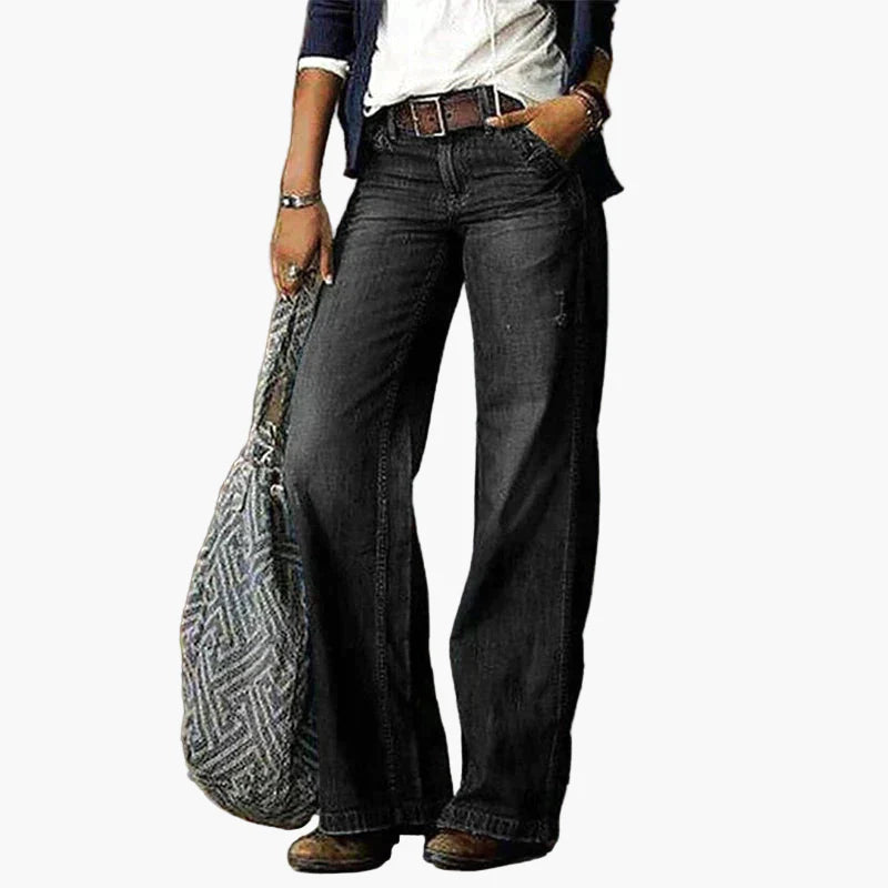 Damen Jeans mit Hoher Taille und Weiten Beinen – Vintage Stil, Bequeme Passform, Modisch für Alltag und Freizeit