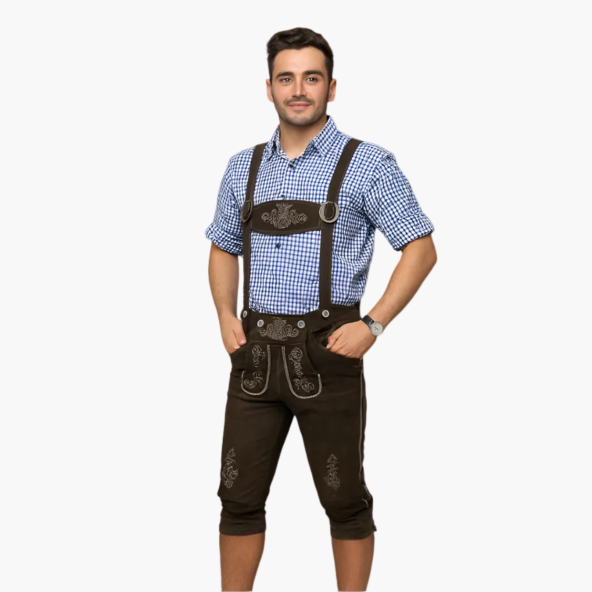 Pantalon traditionnel bavarois homme à genoux avec bretelles – Mode traditionnelle bavaroise pour fêtes populaires et Oktoberfest
