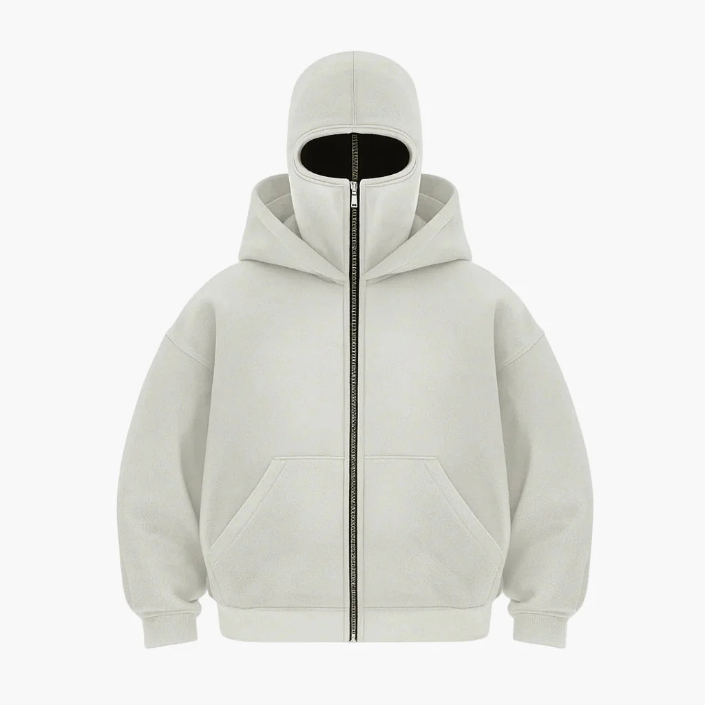 Unisex streetwear techwear hoodie med integreret ansigtsmaske – Urban stil til hverdag og udendørs