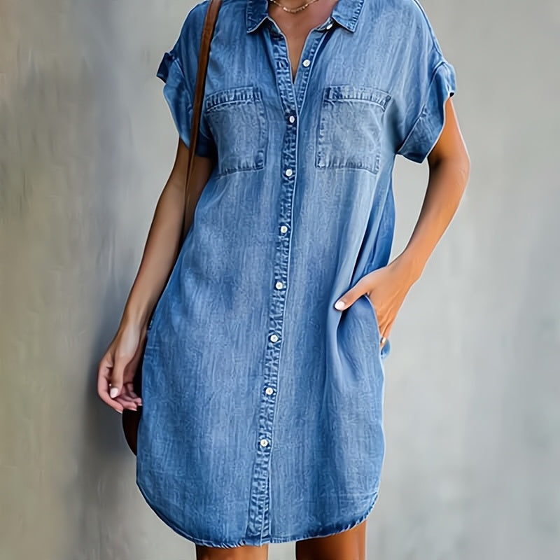 Vestido vaquero casual para mujer con corte suelto – Perfecto para el día a día y el verano