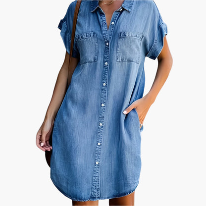 Vestido vaquero casual para mujer con corte suelto – Perfecto para el día a día y el verano