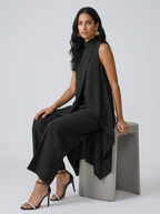 Sara | Mouwloze tweedelige set met col voor dames