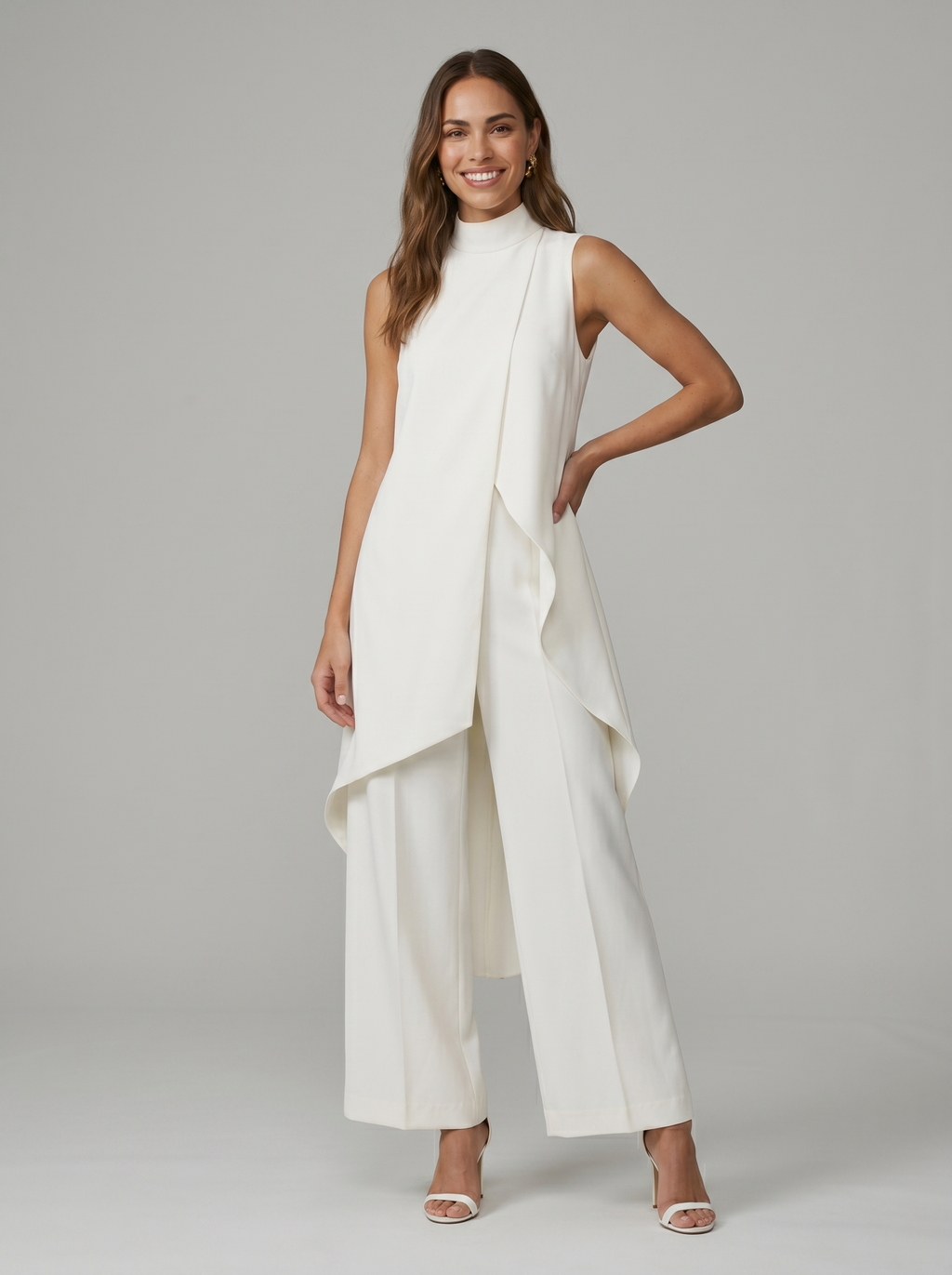 Sara | Mouwloze tweedelige set met col voor dames