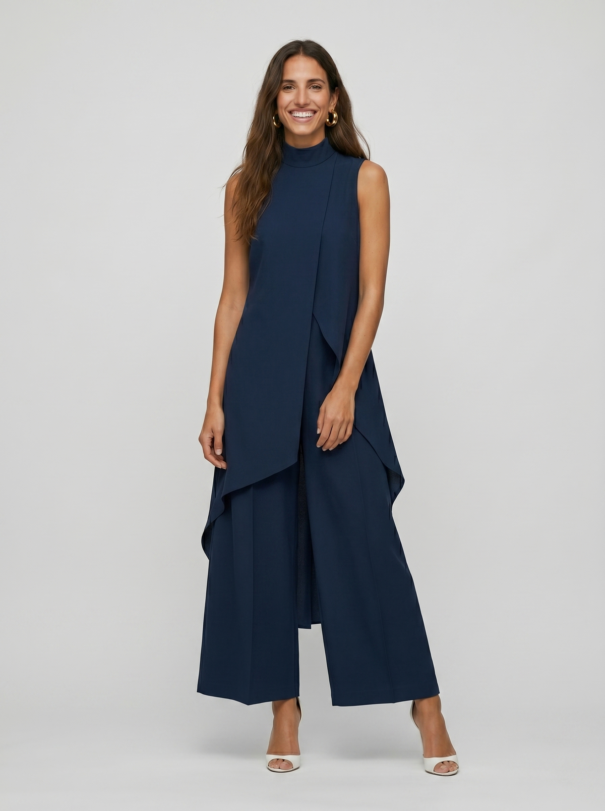 Sara | Mouwloze tweedelige set met col voor dames
