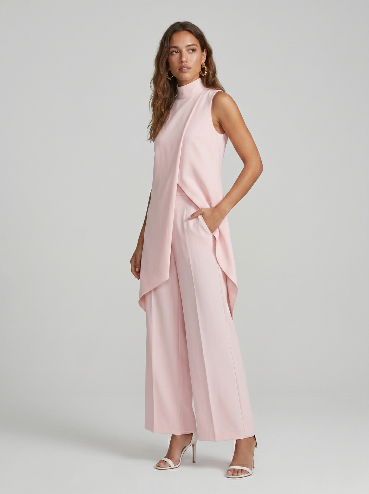 Sara | Mouwloze tweedelige set met col voor dames