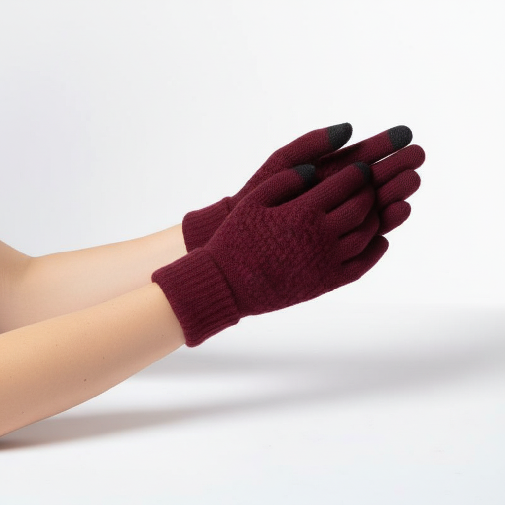 Gebreide touchscreen-handschoenen met voering
