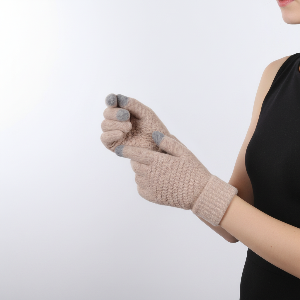 Gebreide touchscreen-handschoenen met voering