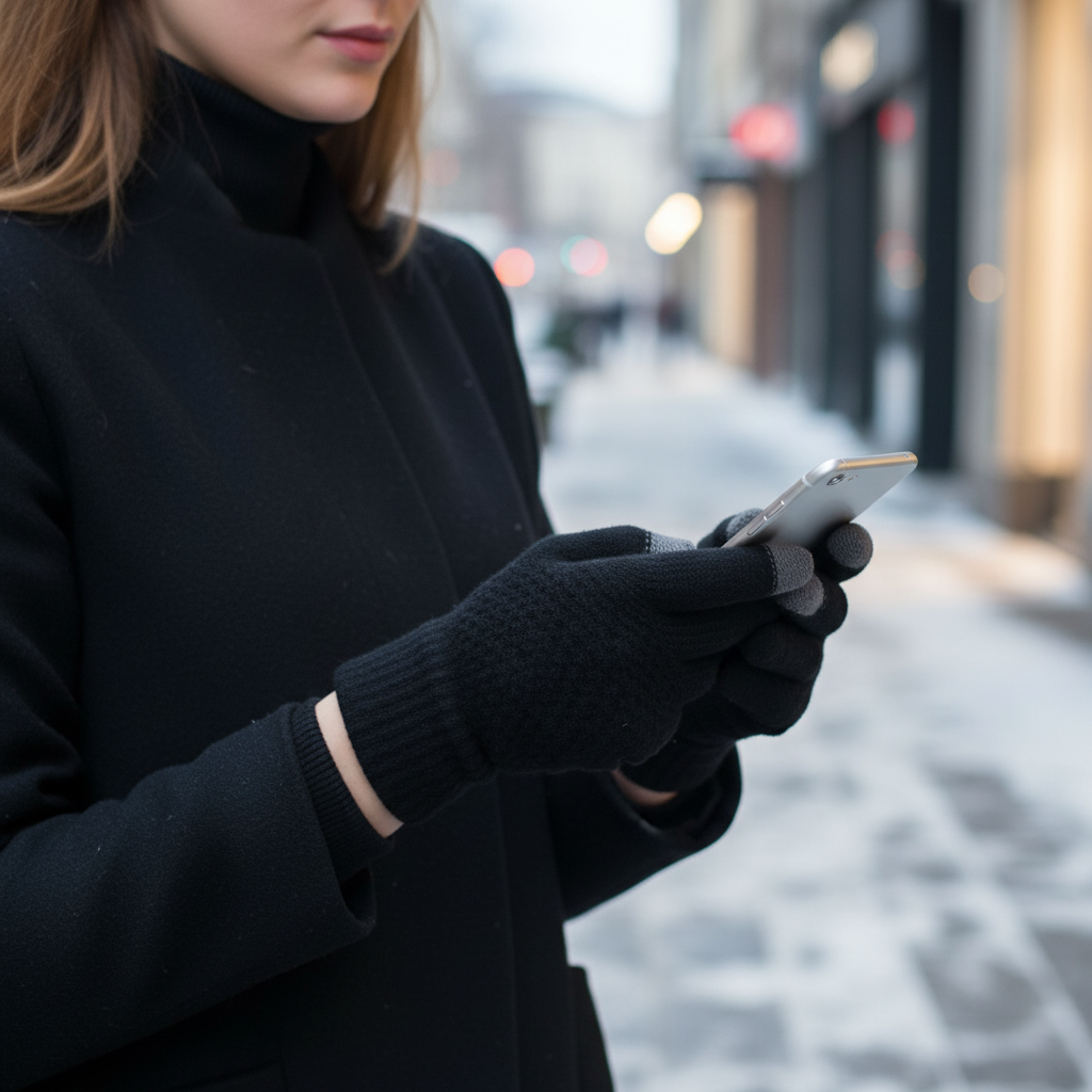 Gebreide touchscreen-handschoenen met voering