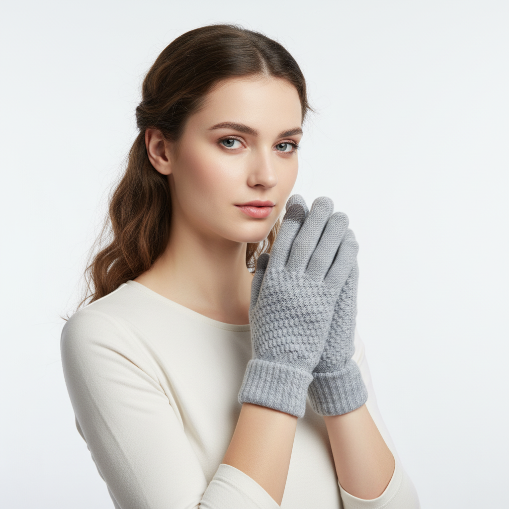 Gebreide touchscreen-handschoenen met voering