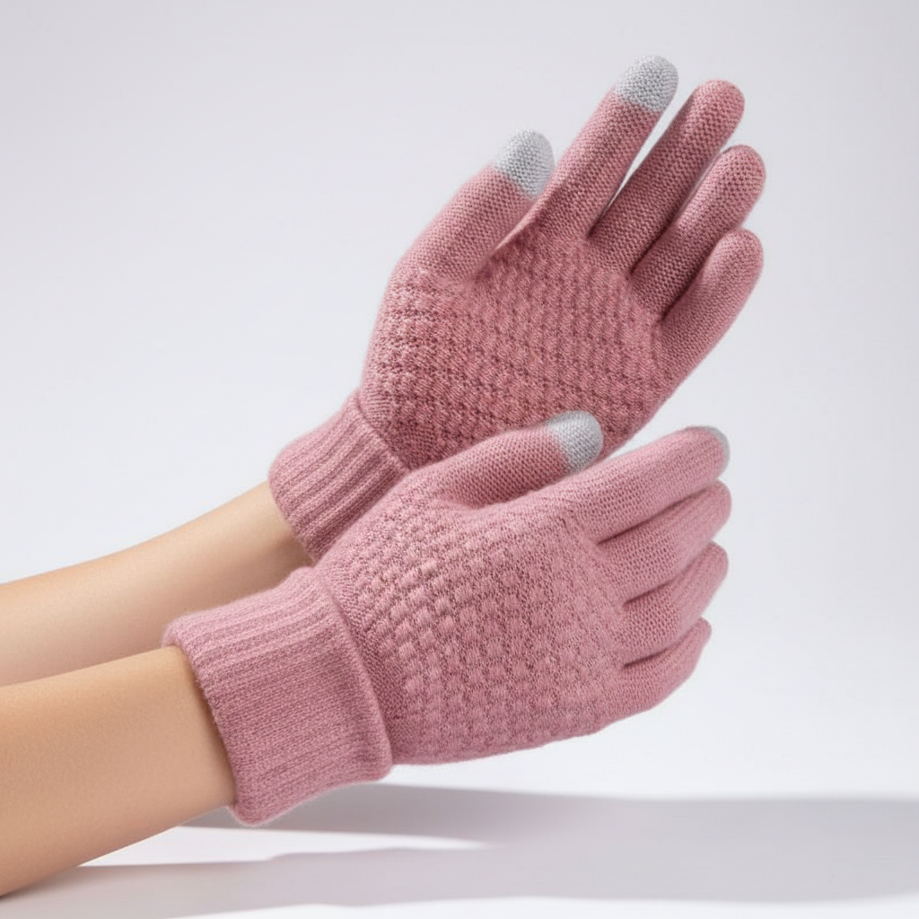 Gebreide touchscreen-handschoenen met voering