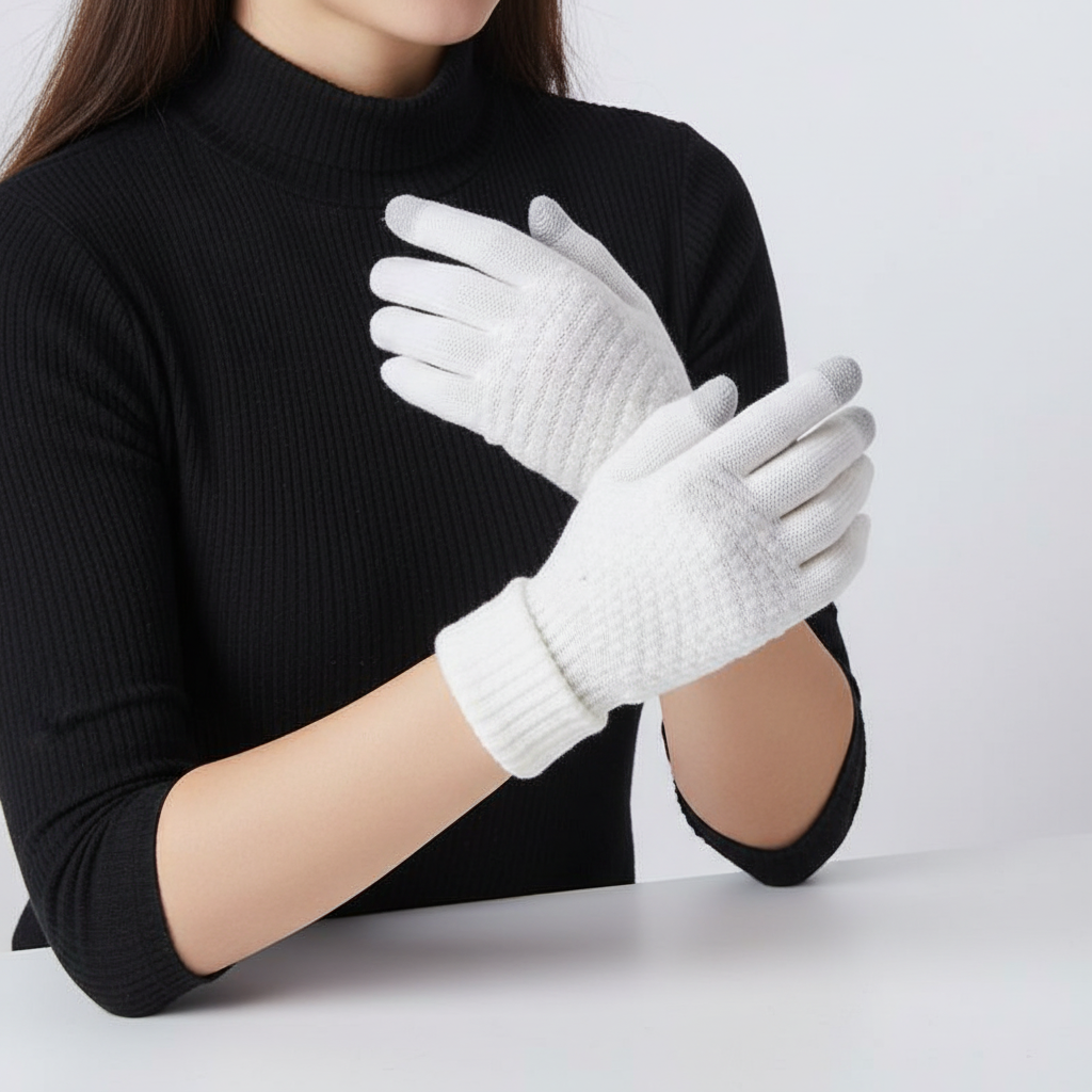 Gebreide touchscreen-handschoenen met voering