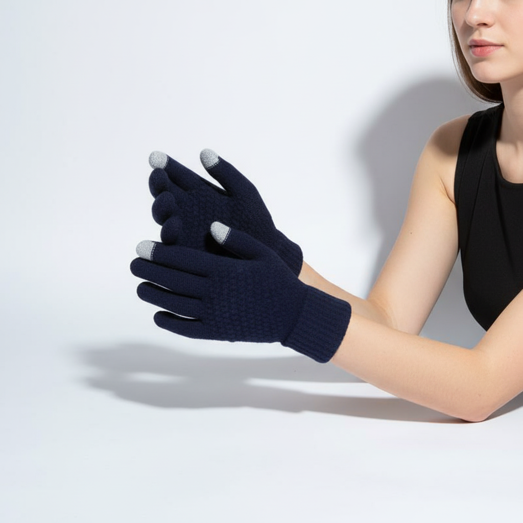 Gebreide touchscreen-handschoenen met voering