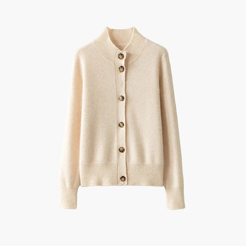 Damen Strickjacke mit Stehkragen und Knopfleiste – Eleganter Alltagsbegleiter im modernen Stil