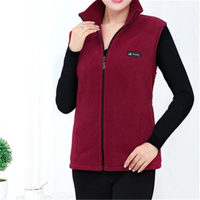 Damen Fleece Weste mit Stehkragen Reißverschluss Violett