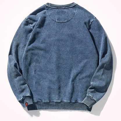 Unisex Sweatshirt Rundhals Washed Blau Vintage Look