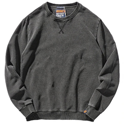 Unisex Sweatshirt Rundhals Washed Blau Vintage Look