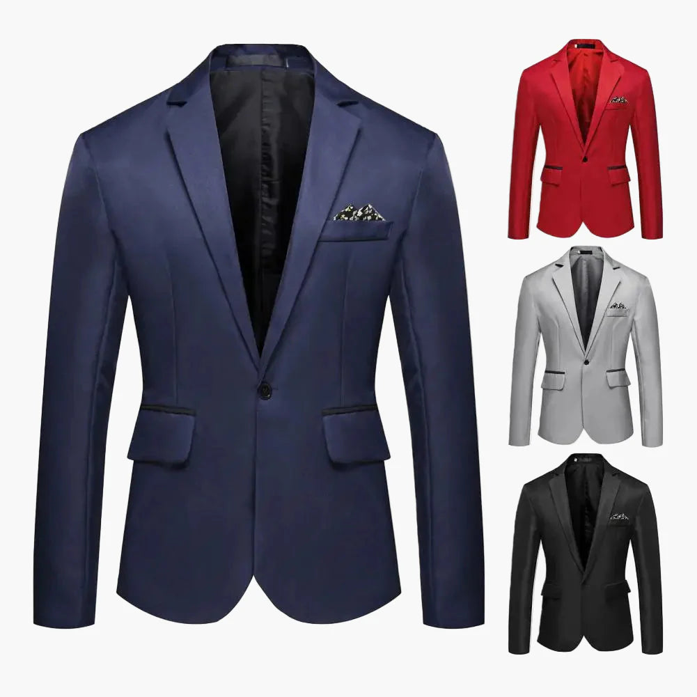 Giacca da uomo moderna monopetto con un bottone per lavoro e occasioni festive – Blazer Slim Fit