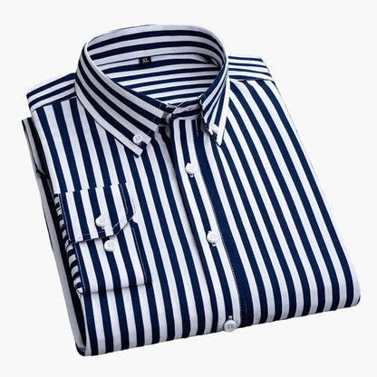 Chemise homme business loisirs à rayures – Chemise classique à manches longues pour bureau et quotidien