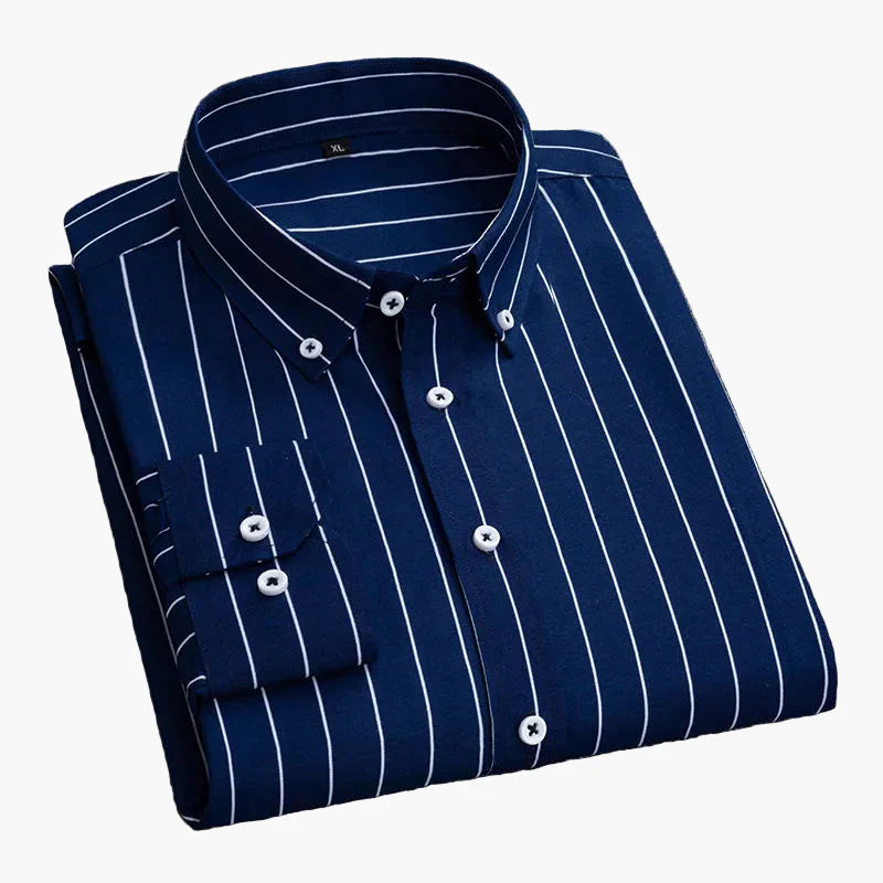 Chemise homme business loisirs à rayures – Chemise classique à manches longues pour bureau et quotidien