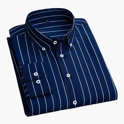Chemise homme business loisirs à rayures – Chemise classique à manches longues pour bureau et quotidien