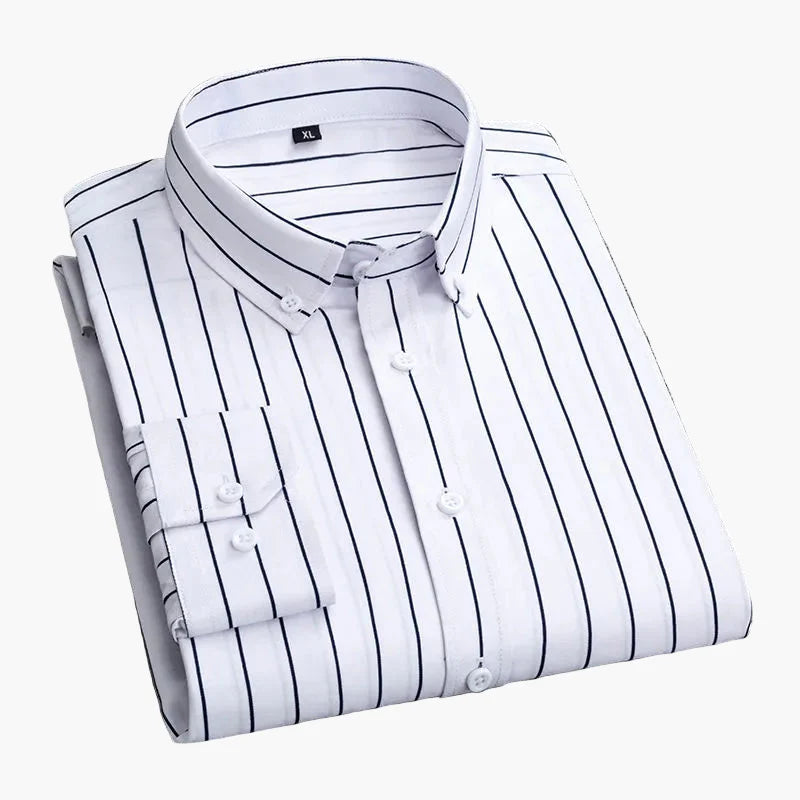 Chemise homme business loisirs à rayures – Chemise classique à manches longues pour bureau et quotidien