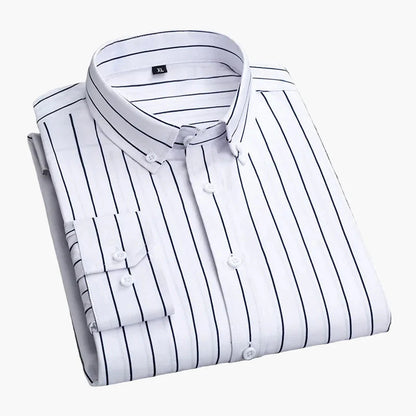 Chemise homme business loisirs à rayures – Chemise classique à manches longues pour bureau et quotidien
