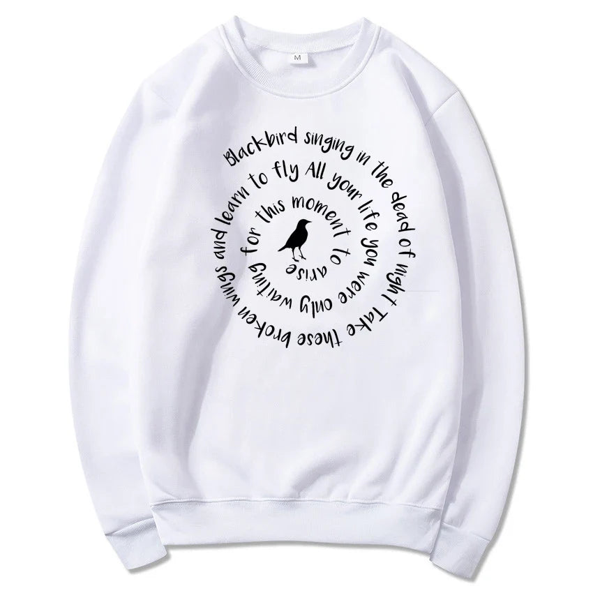 Damen Sweatshirt Rundhals mit Vogel-Print und Spruch