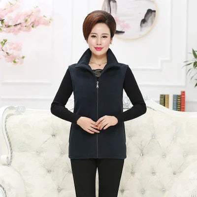 Damen Fleece Weste mit Stehkragen Reißverschluss Violett