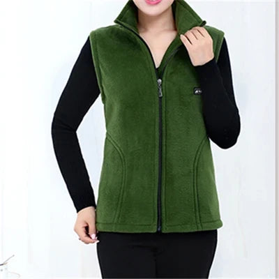Damen Fleece Weste mit Stehkragen Reißverschluss Violett