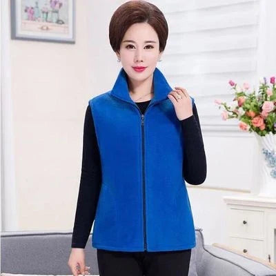 Damen Fleece Weste mit Stehkragen Reißverschluss Violett