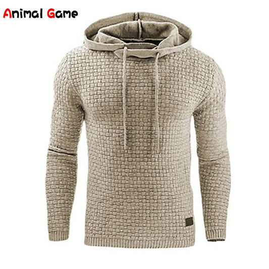 Hoodie för herrar med stickad look och strukturmönster