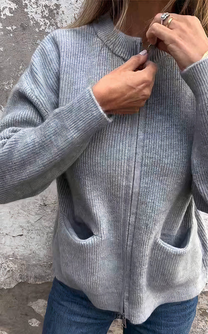 Damski kardigan na zamek – Modny sweter na co dzień i do biura