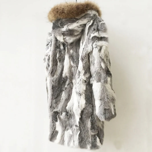 Unisex Winter Kunstfellmantel mit Kapuze und Pelzbesatz, langer warmer Kunstfell Parka