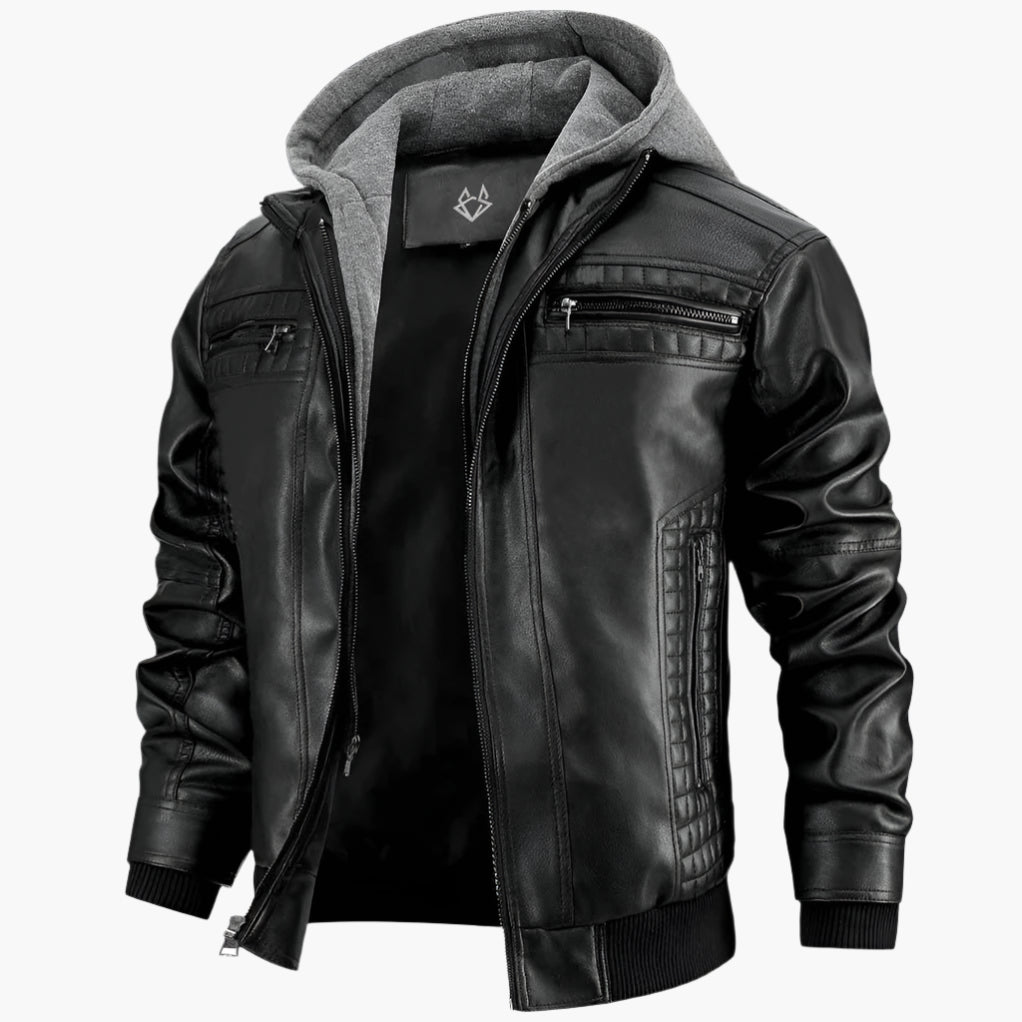 Giacca in pelle sintetica da uomo Urban Streetwear con cappuccio staccabile – Design moderno per tutti i giorni e tempo libero