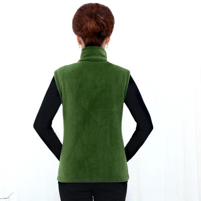 Damen Fleece Weste mit Stehkragen Reißverschluss Violett