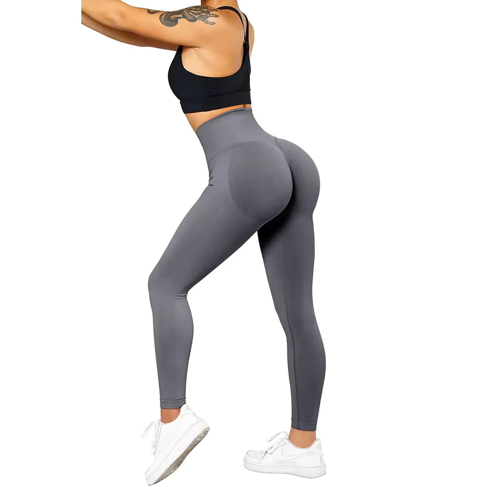Damen High Waist Push Up Sport-Leggings – Figurformende Seamless Fitness-Tights für Training & Alltag
