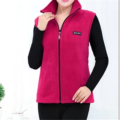 Damen Fleece Weste mit Stehkragen Reißverschluss Violett